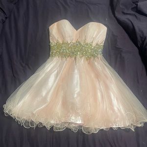 Pink Strapless Mini Fluffy Prom Dress